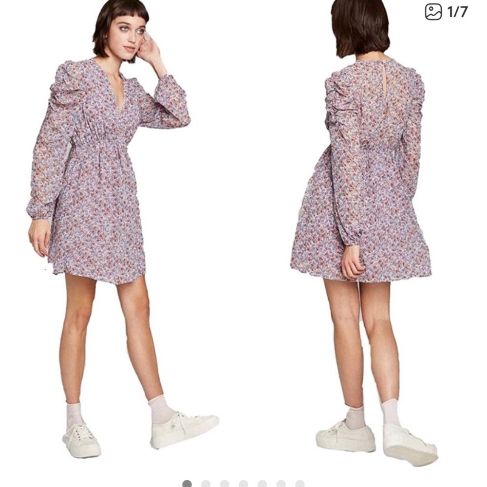 Wild Fable Floral Dress Purple Coquette Baby Doll long sleeve